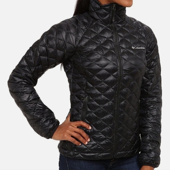Columbia Black Puffer Jacket with High Collar - Picture 1 of 11